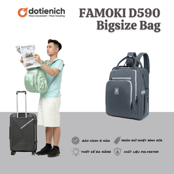 Balo Mẹ Bé Bigsize Bag 3 ngăn sữa - D590