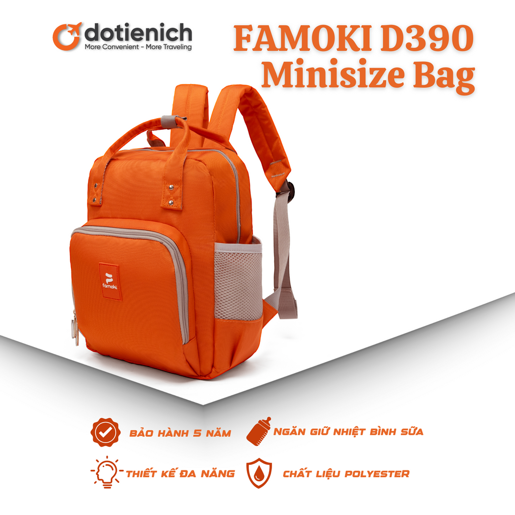 Balo Mẹ Bé MINI-SIZE Bag  (2 ngăn sữa ) FAMOKI - D390