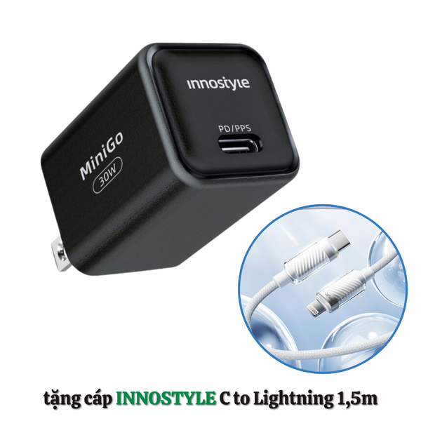 Sạc Nhanh INNOSTYLE MINIGO GAN II PD/PPS 30W - HD006 ( Tặng cáp C to Lightning 1.5M )